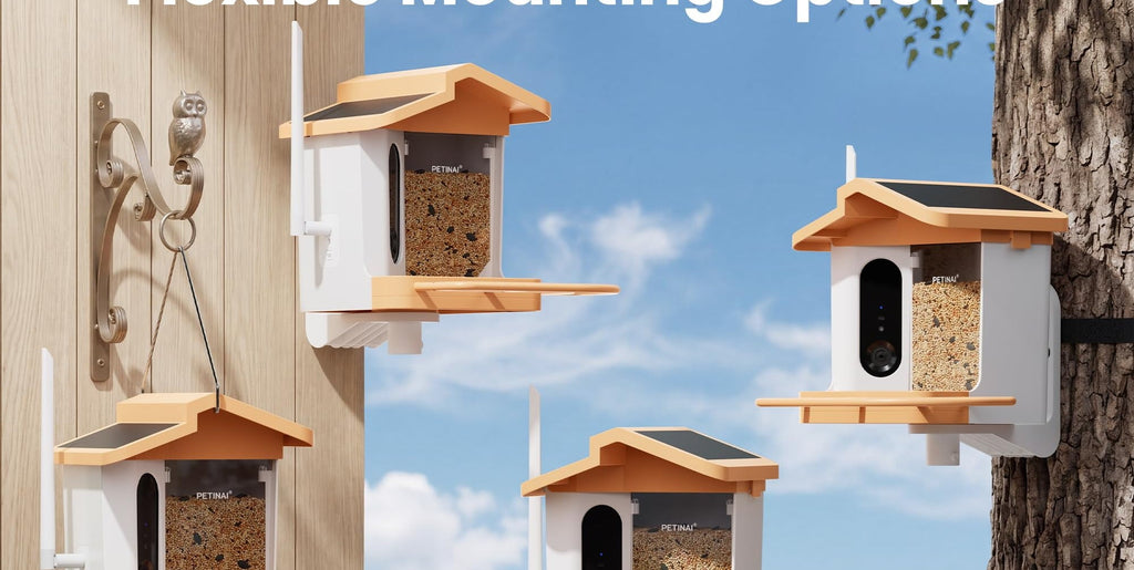 Four mounting options: wall bracket, pole mount, tree strap and hanging hook